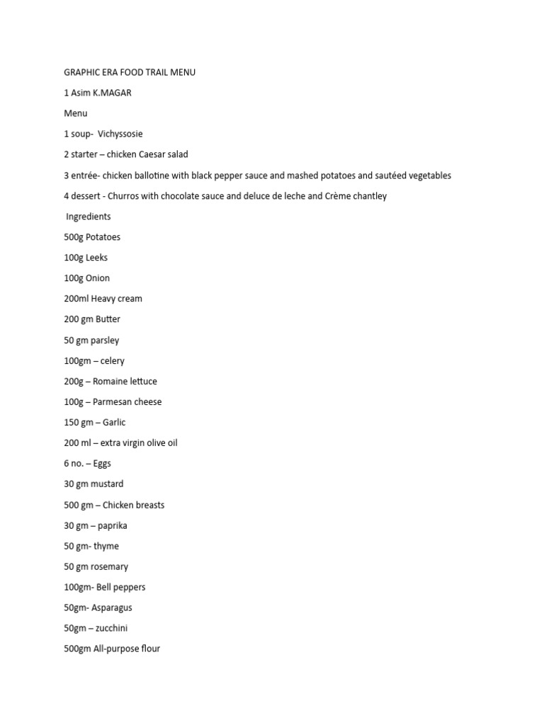 Graphic Era Food Trail Menu | PDF | Soup | Garlic