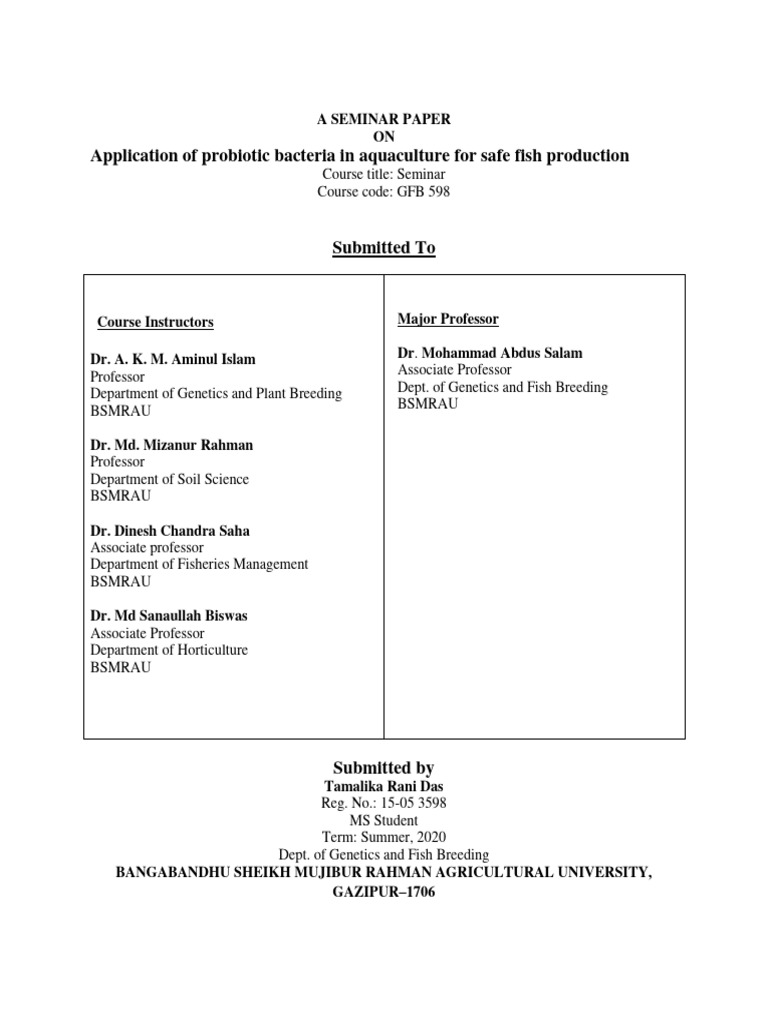 Probiotics in Aquaculture for Fish Health | PDF | Probiotic | Aquaculture
