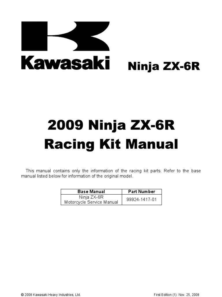 2009ZX-6R Racing Kit Manual | PDF | Clutch | Transmission (Mechanics)