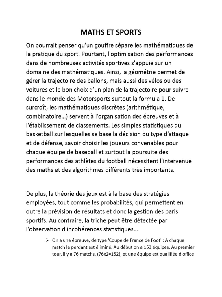 Maths et Performance dans le Sport | PDF | Formule 1 | Asssociation ...