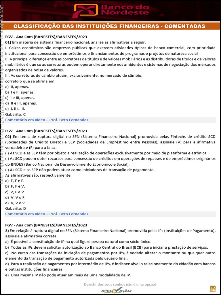 Classificação das Instituições Financeiras | PDF | Crédito | Finanças e ...