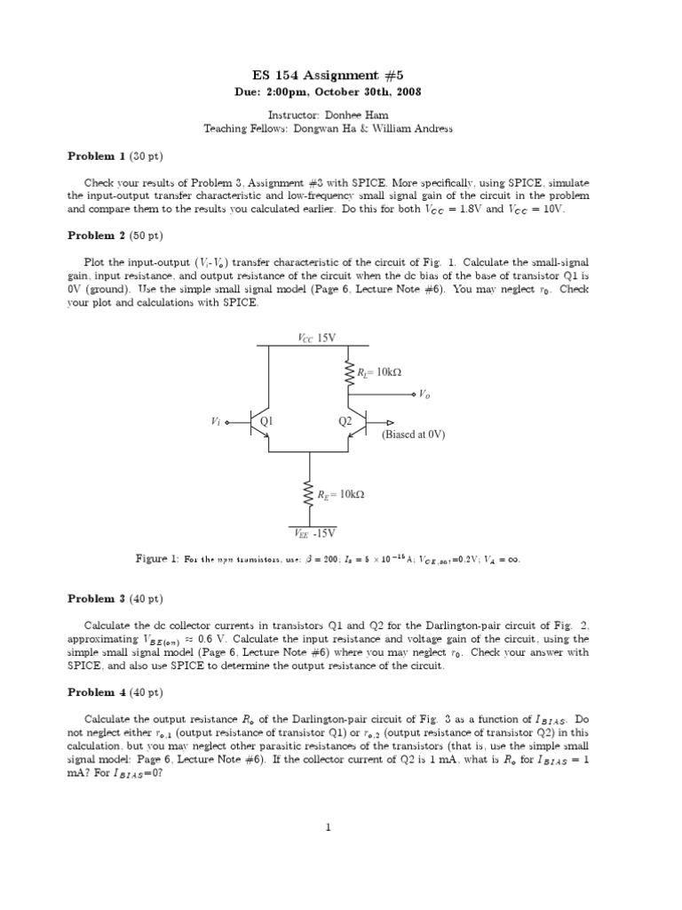 ES 154 Assignment 5: Circuit Analysis Tasks | PDF | Science & Mathematics