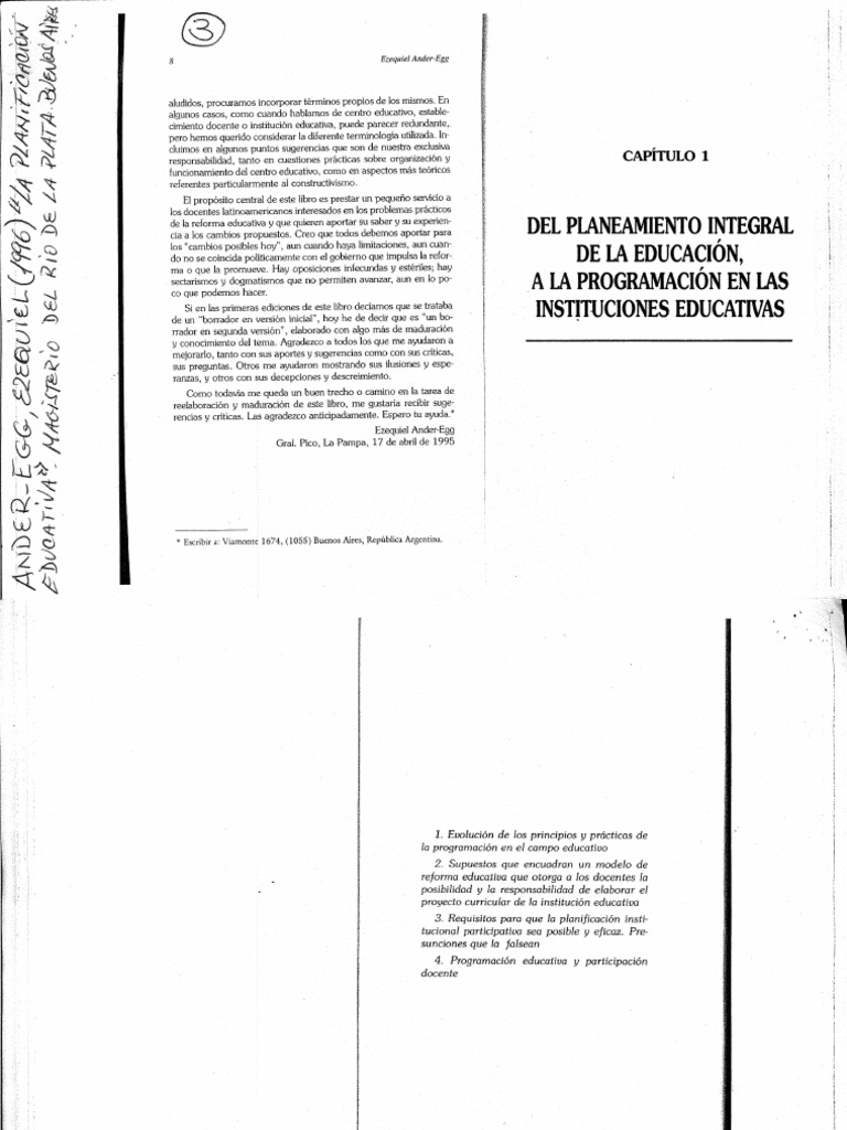 Ander Egg, La Planificación Educativa | PDF