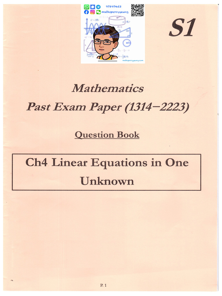Ch4 Linear Equations in One Unknown | PDF
