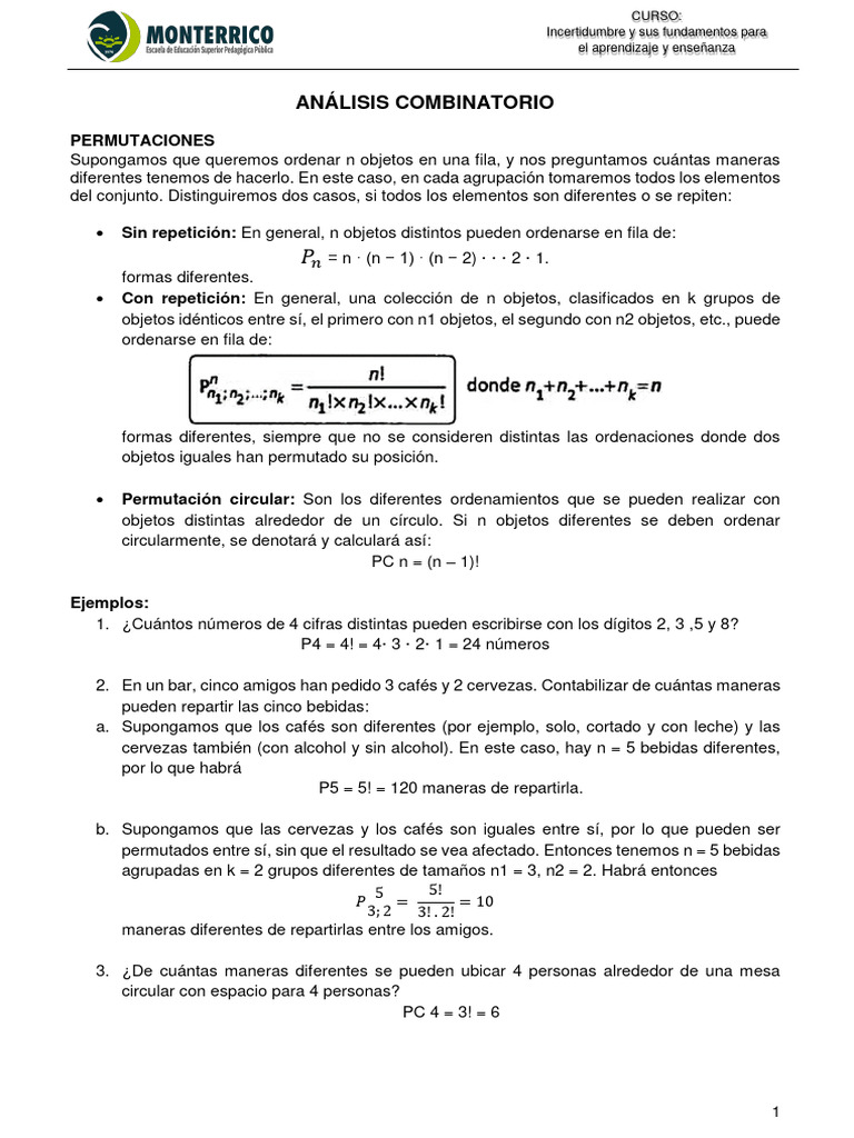 02 Análisis Combinatorio | Descargar gratis PDF | Combinatoria ...