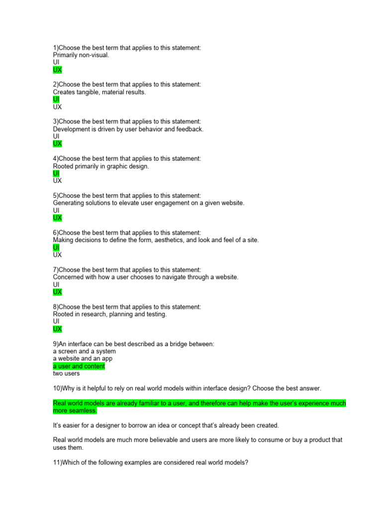 Final Exam Questions | PDF | Usability | Typefaces