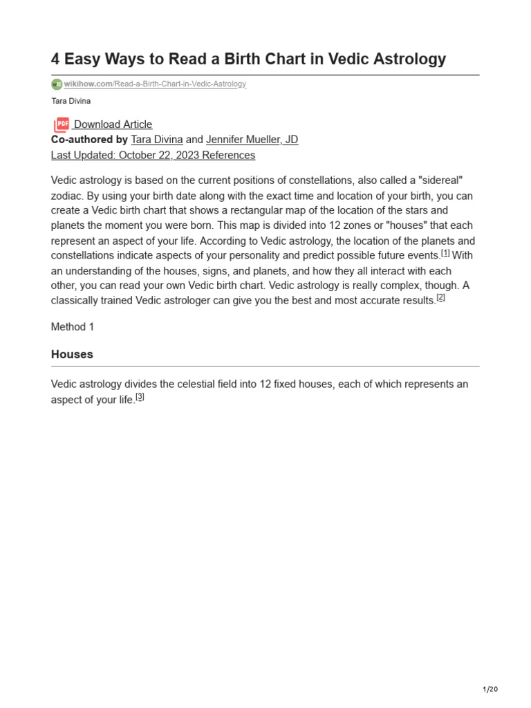 Reading Your Vedic Birth Chart Guide | PDF | Astrological Sign ...