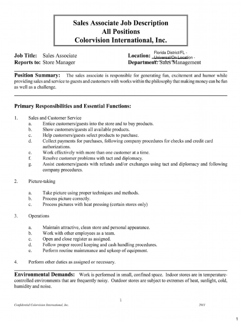 Old Navy Sales Associate Job Description