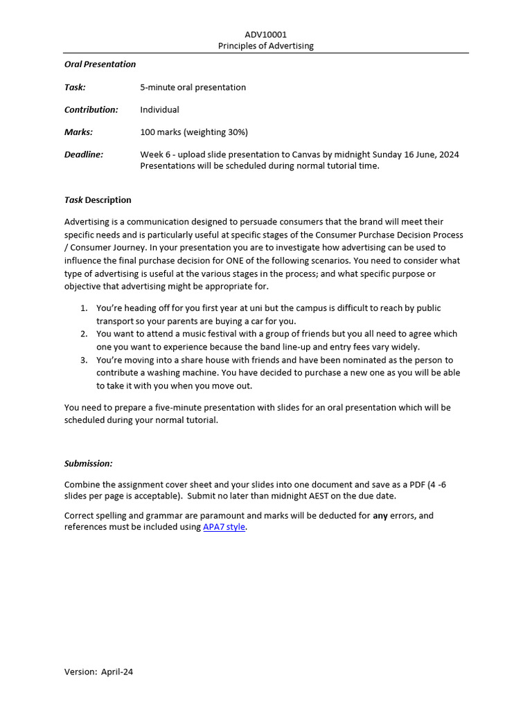 Advertising Presentation Guidelines | PDF
