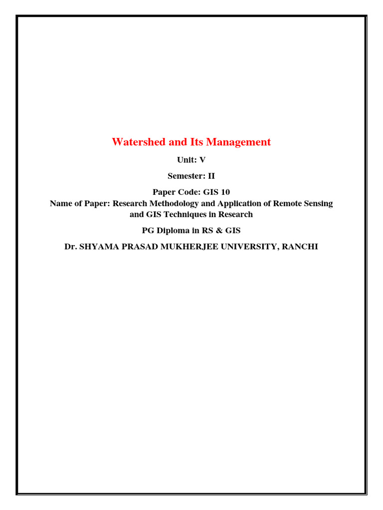 Watershed And Its Management Pdf Remote Sensing Lidar