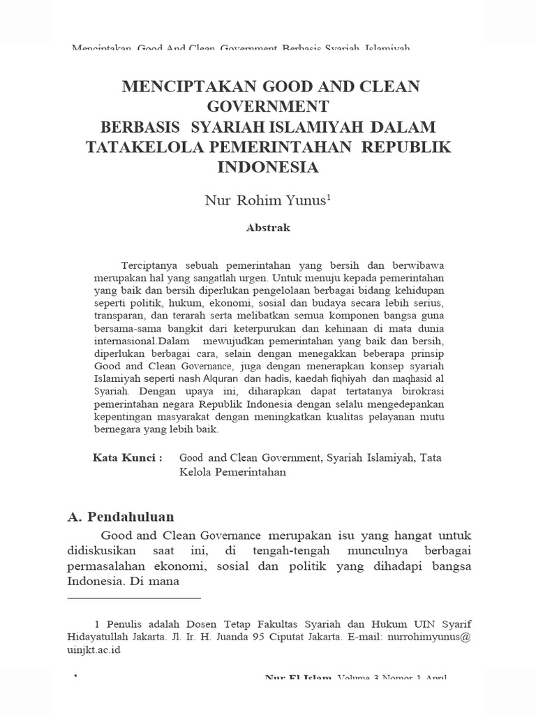 Good Governance Berbasis Syariah Islamiyah | PDF