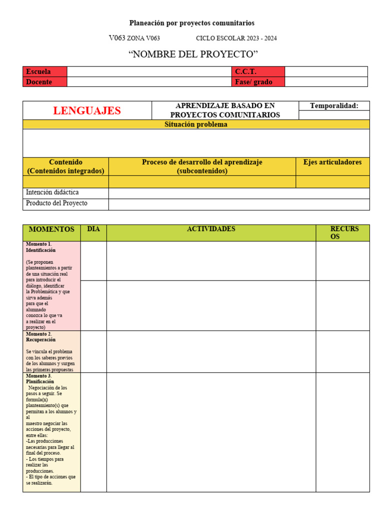 Planeación de Proyectos Comunitarios | PDF | Planificación | Aprendizaje