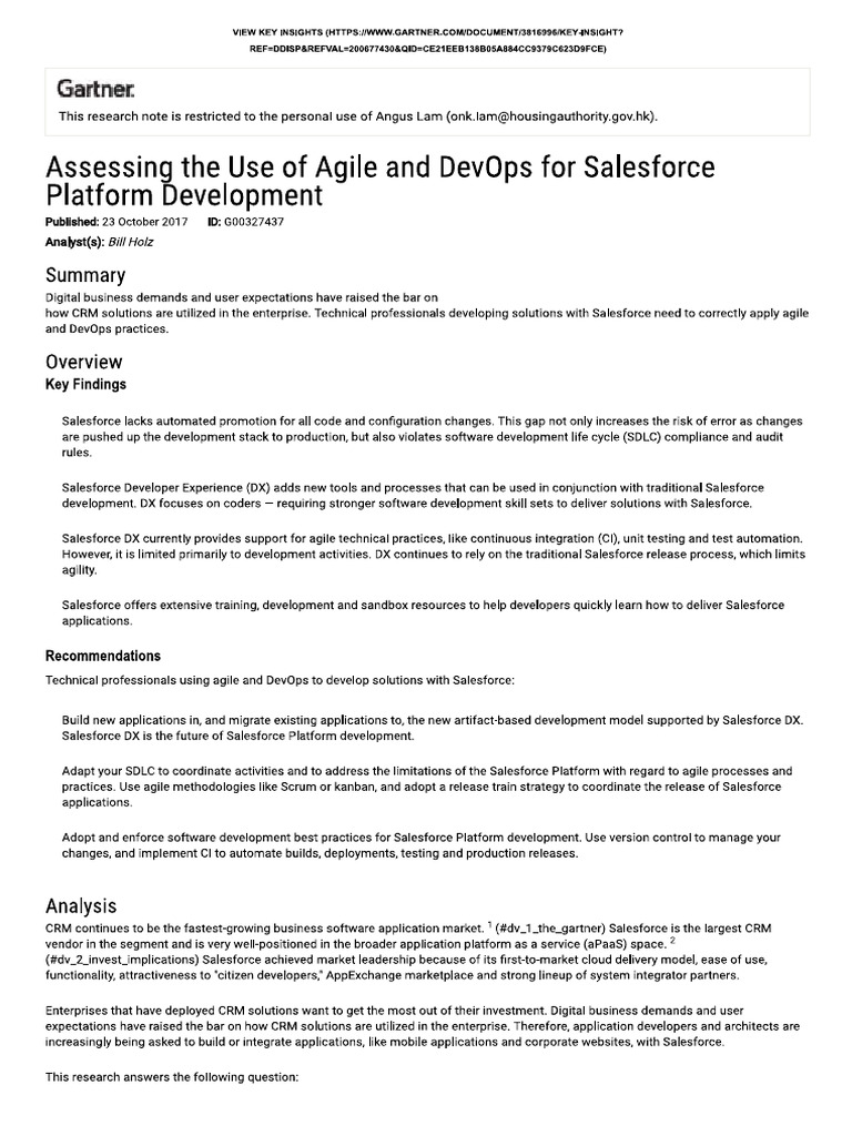 Assessing the use of agile and devops for salesforce platform