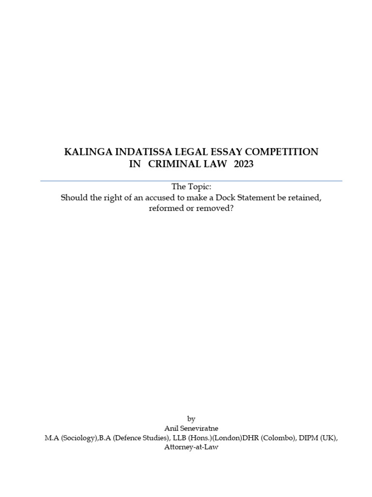Retaining Dock Statements in Criminal Law | PDF | Burden Of Proof (Law ...
