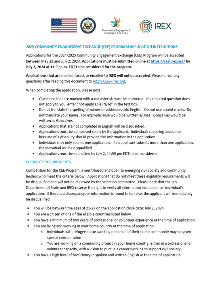 CEE Program Application Guidelines 2025 | PDF | Asia | International ...