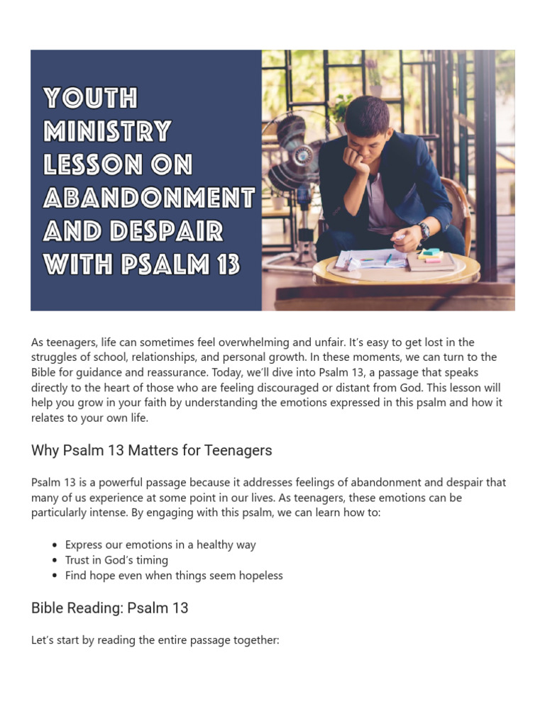 Finding Hope in Psalm 13 for Teens | PDF | Psalms | God