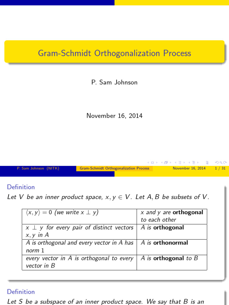 Gram schmidt orthogonalization process pdf basis linear algebra