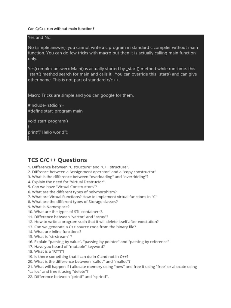 c++ interview qs | PDF | C++ | Pointer (Computer Programming)