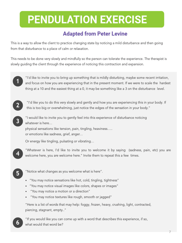 Pendulation Exercise for Clients | PDF | Experience | Senses