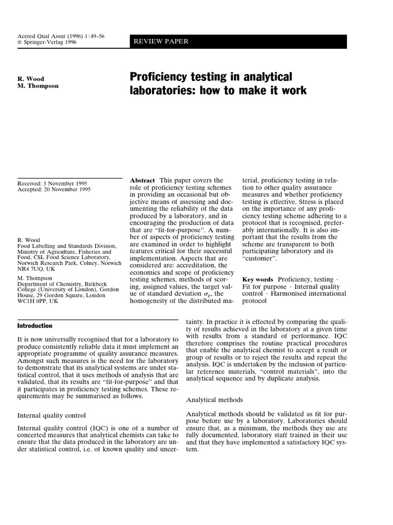 Proficiency Testing in Analytical Labs | PDF | Uncertainty | Standard Score