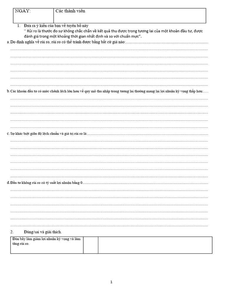 Tutorial Return And Risk Pdf