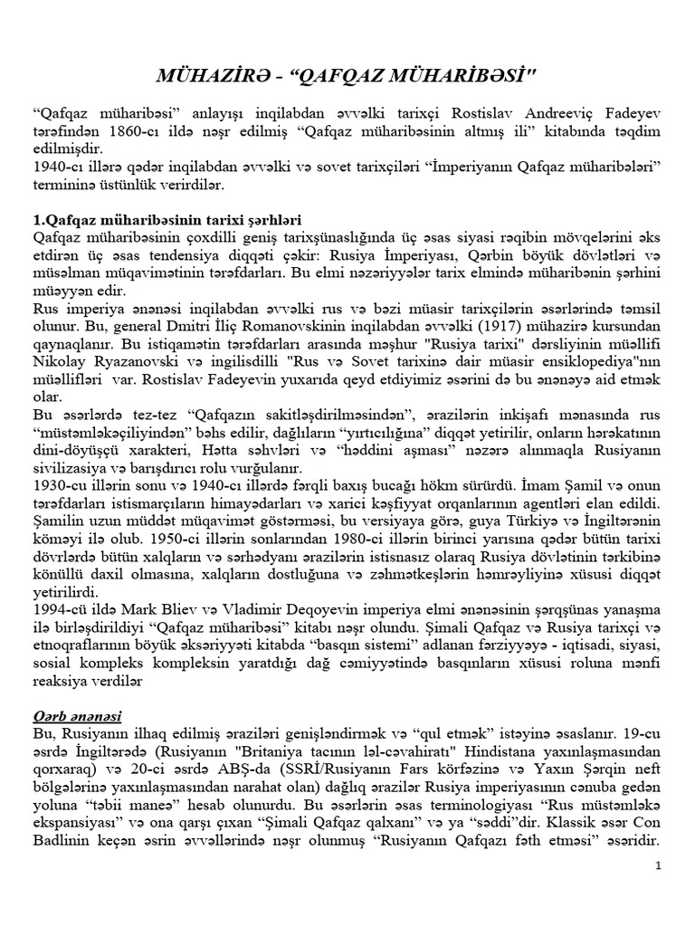 Qafqaz Mühari̇bəsi̇ | PDF