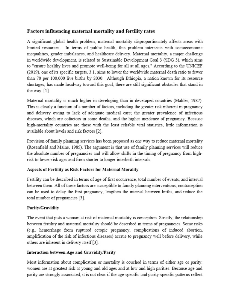 Maternal Mortality and Fertility in Ethiopia | PDF | Maternal Death ...