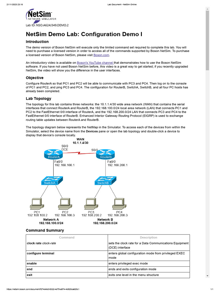 Lab Document - NetSim Online | PDF | Router (Computing) | Computer Network