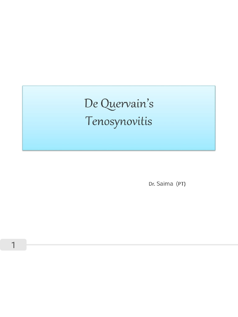 De Quervain's Tenosynovitis | PDF