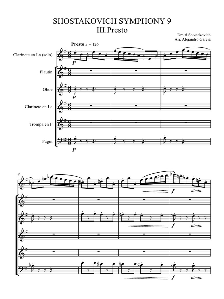 Shostakovich Symphony 9 - Partitura y Partes | PDF