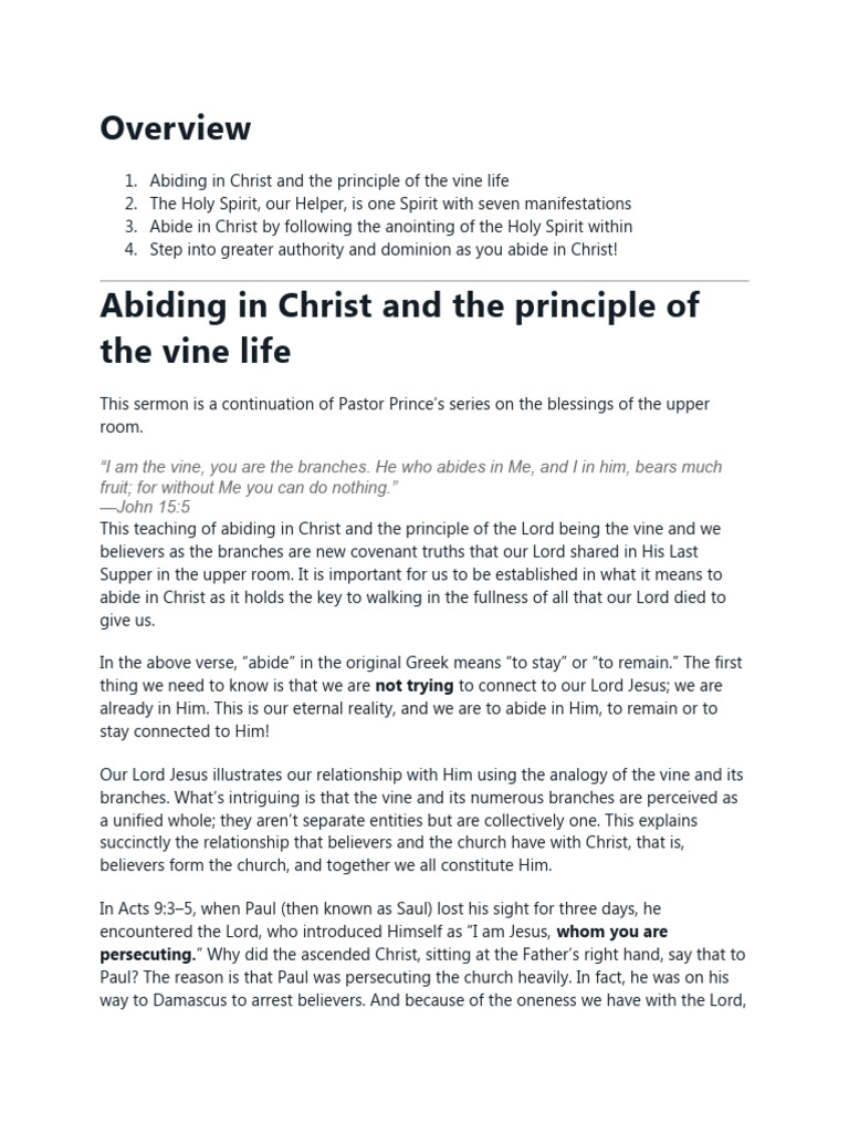 Abiding in Christ: The Anointing Explained | PDF | Jesus | Religious ...