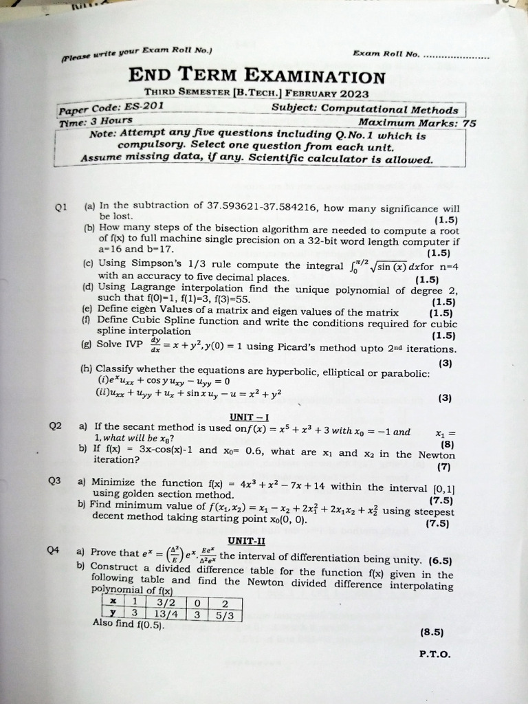 End Term Paper | PDF | Eigenvalues And Eigenvectors | Numerical Analysis