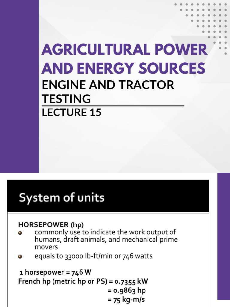 Agricultural Power & Energy Testing | PDF