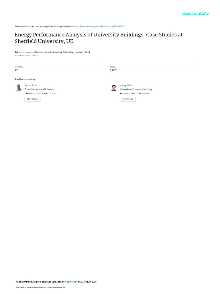 Energy Performance Analysis of University Buildings Case Studies at ...