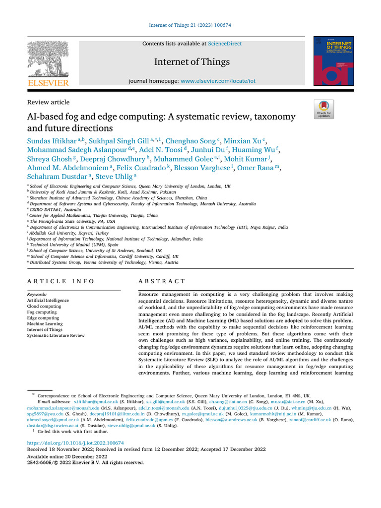 AI in Fog and Edge Computing Review | PDF | Internet Of Things ...