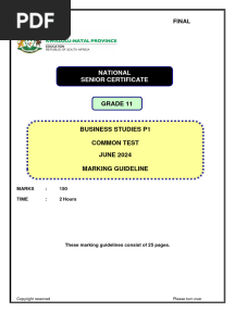 Business Studies p1 GR 11 June 2024 Marking Guideline Final