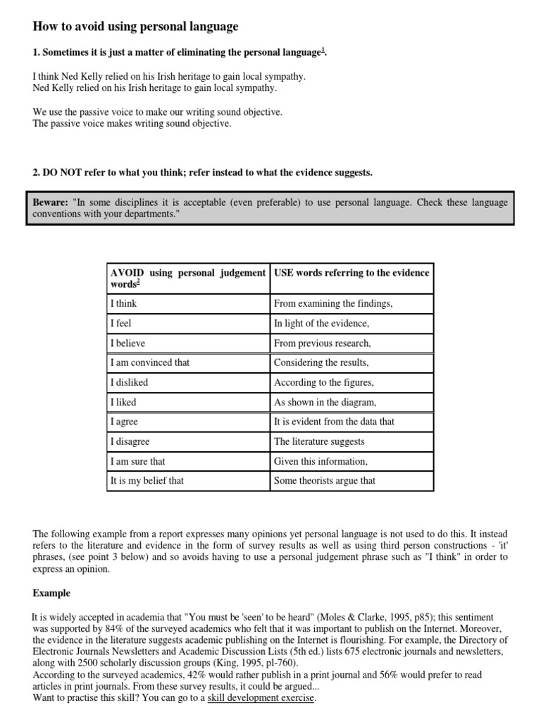 Impersonal Style PDF Verb Phrase