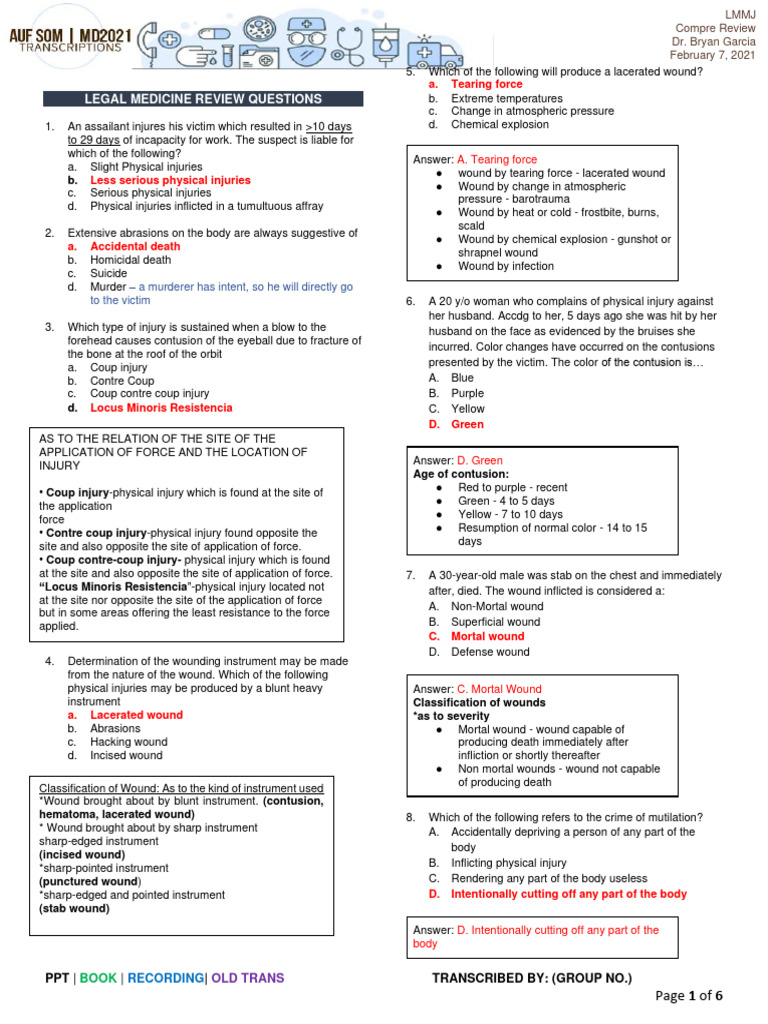 LMMJ - Review Questions (Dr. Garcia) | PDF | Medicine | Physician