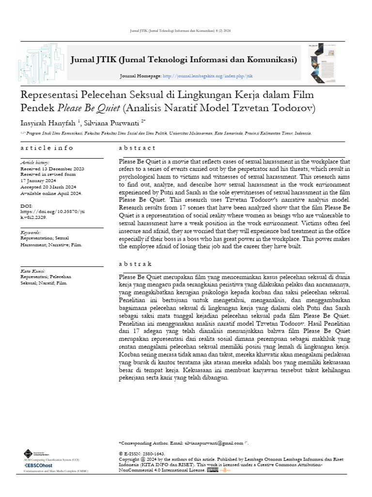 Representasi Pelecehan Seksual di Lingkungan Kerja dalam Film Pendek