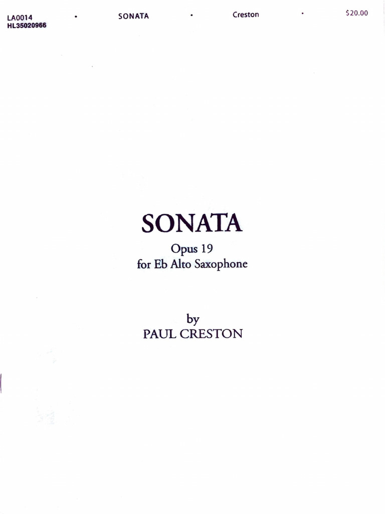 Sonata Op. 19 For E-flat Alto Saxophone- Alto Sax Free - 9