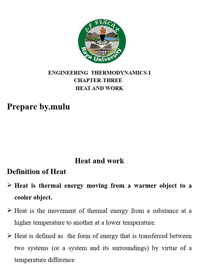 Chapter-Three Work and Heat | PDF | Heat | Heat Transfer