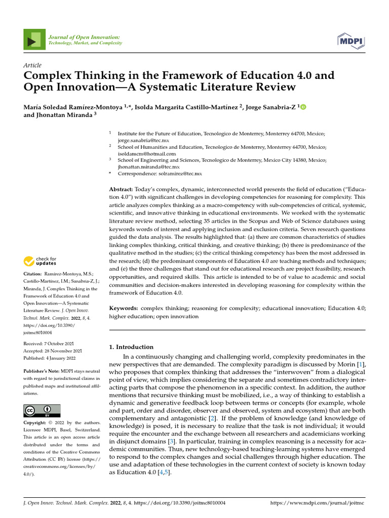 Complex Thinking in The Framew | PDF | Educational Technology ...