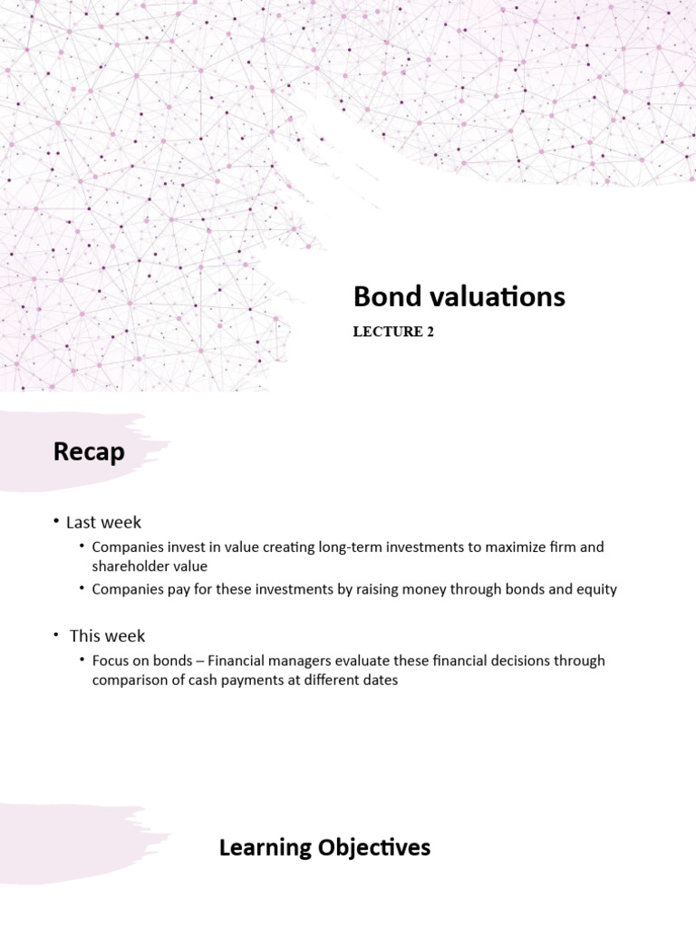 Lecture 2 Bond Valuations Pdf Bonds Finance Yield Finance