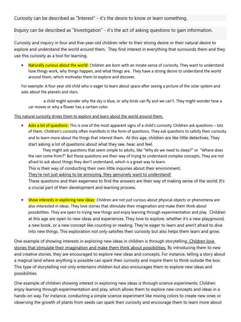 Fostering Curiosity in Young Children | PDF | Curiosity | Empathy