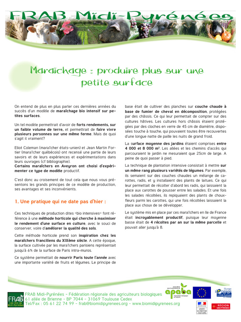 Projets de maraîchage bio intensif | PDF | Agriculture biologique | Sol ...