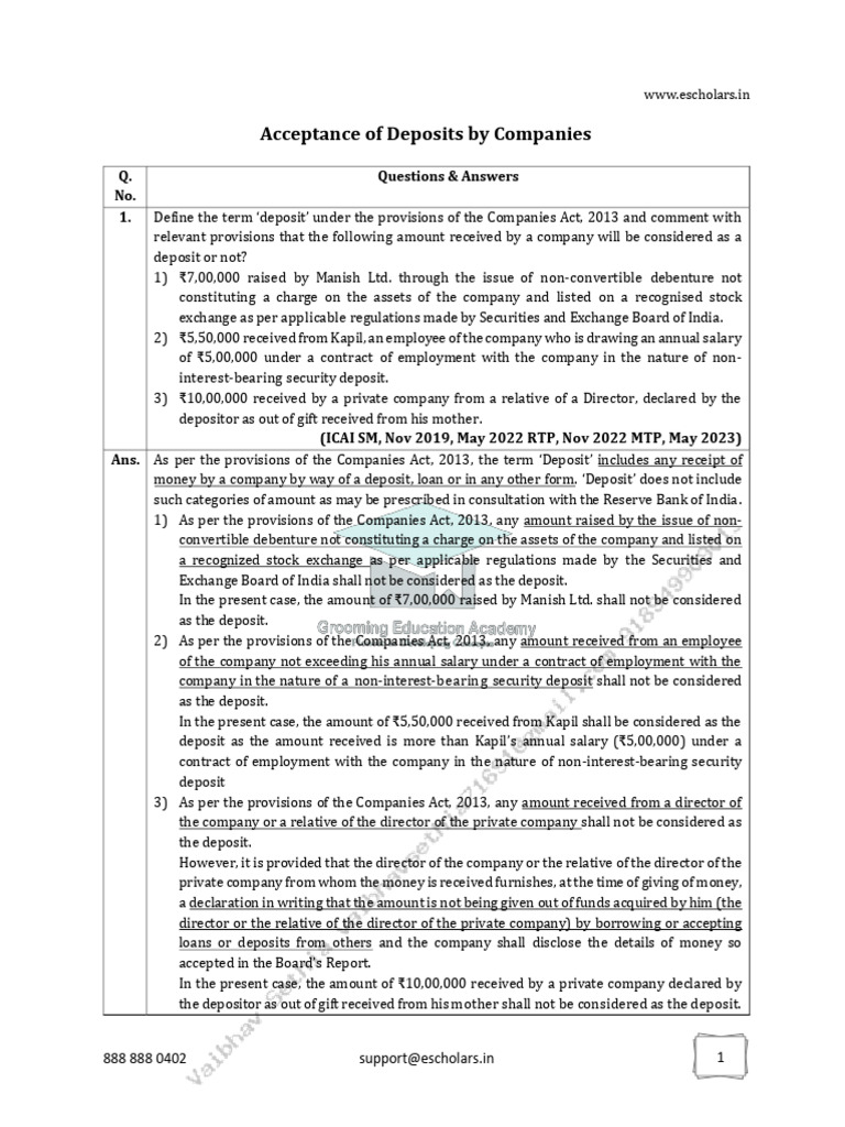 Acceptance of Deposits PP Sol | PDF | Loans | Deposit Account