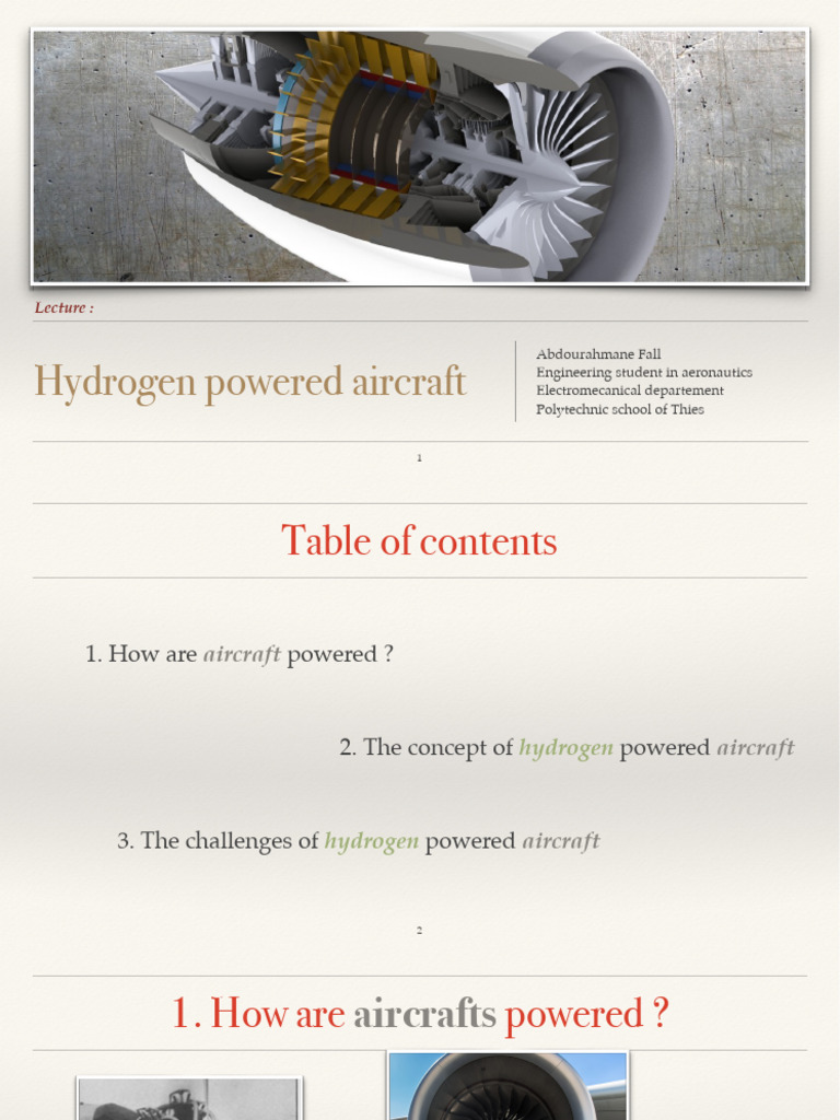 Hydrogen Powered Aircraft Overview | PDF | Hydrogen | Engines