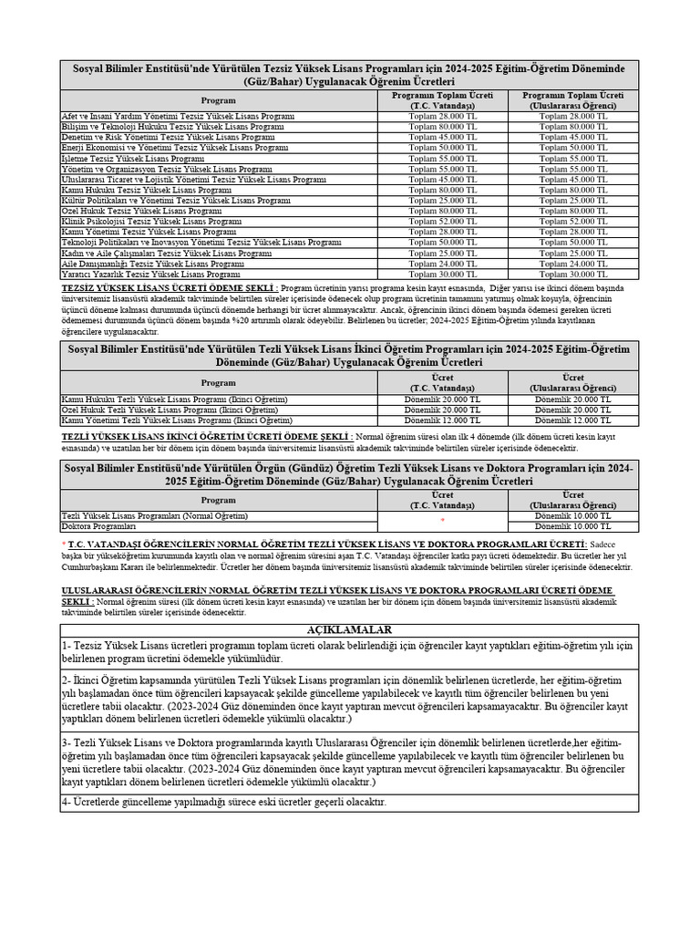 2024 2025 egitim ogretim donemi ogrenim ucretleri pdf