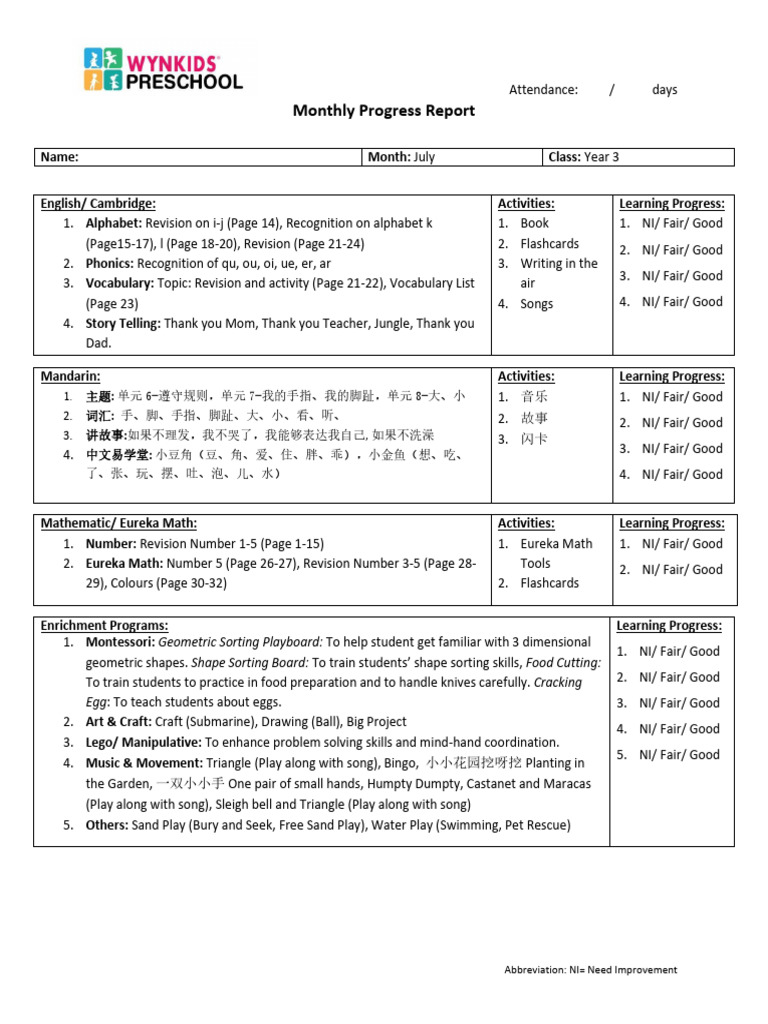 05 july monthly progress report 11 mar 2024 download free pdf shape