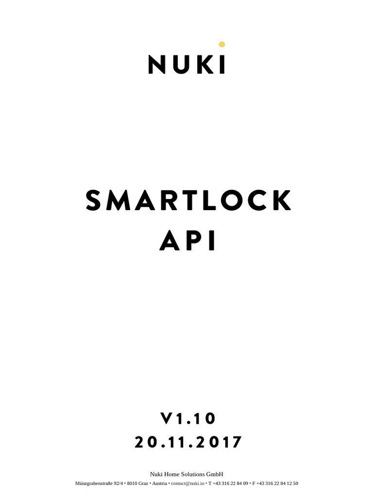20171120.smartlock - API .v1.10 | PDF | Encryption | Key (Cryptography)